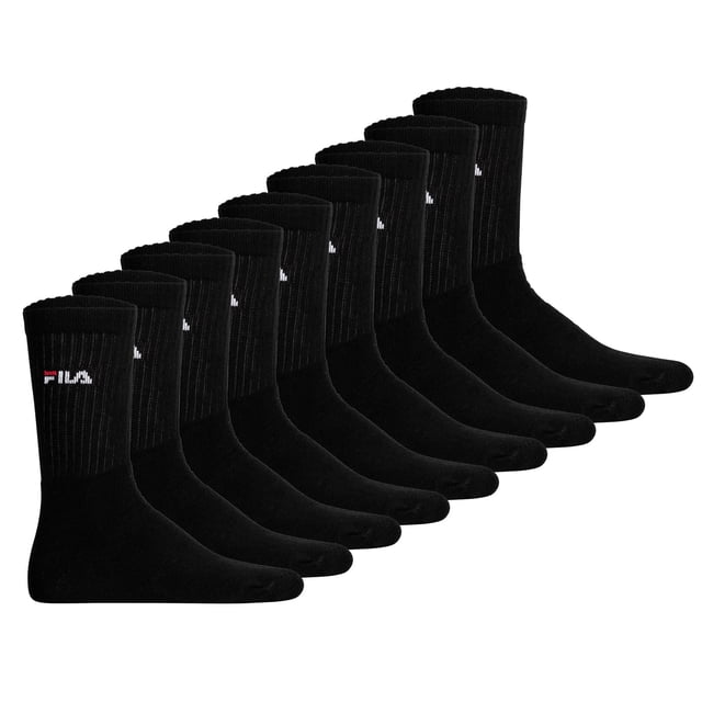 Calcetines unisex FILA, paquete de 9 - calcetines de tenis, calcetines redondos, logotipo Negro 39-42