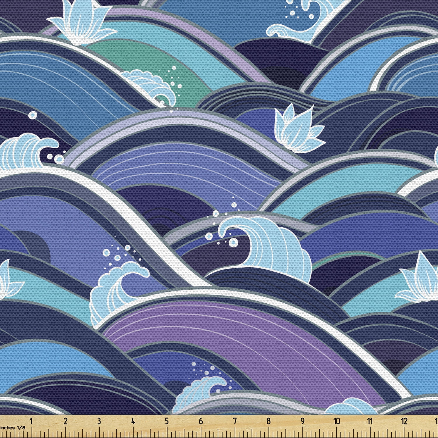 Ocean Fabric by the Yard Waves of the Sea with Lotus Culture Nautical