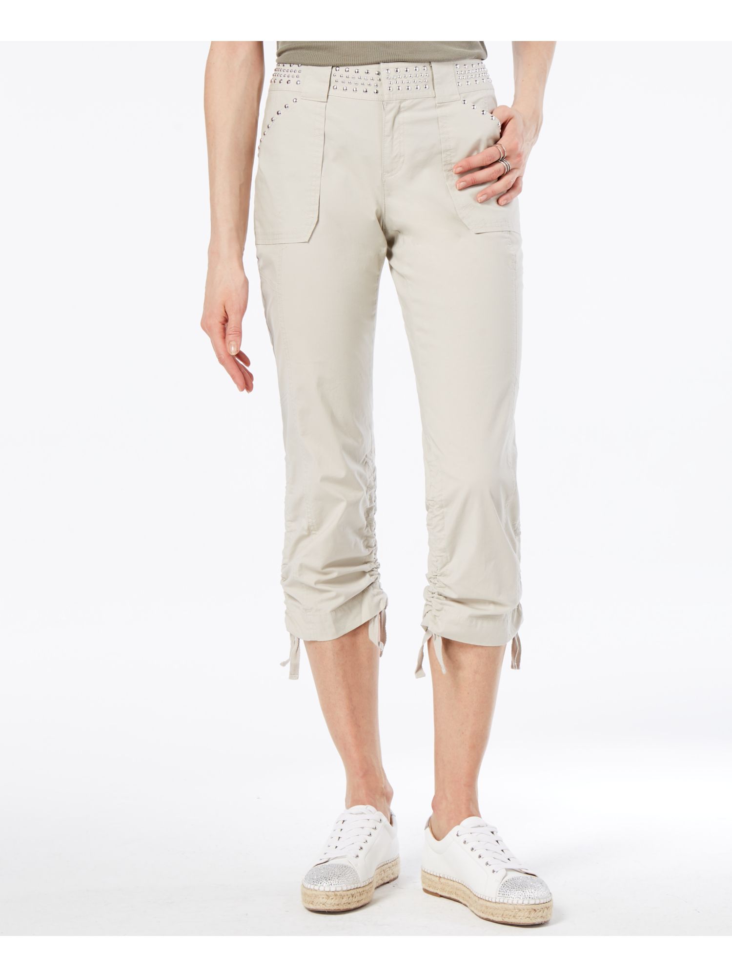 INC Womens Beige Curvy Fit Studded 