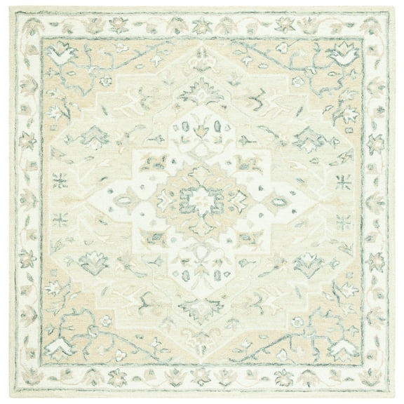 SAFAVIEH Micro-Loop Emilija Oriental Area Rug, Beige/Ivory, 11' x 11' Square