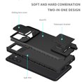 thumbnail image 3 of Rugged Case for Samsung Galaxy S23 FE Camera Lens Sliding Cover, Hidden Bracket Kickstand Hybrid PC + TPU Military Grade Heavy Duty Shockproof Case for Samsung Galaxy S23 FE, Black, 3 of 9