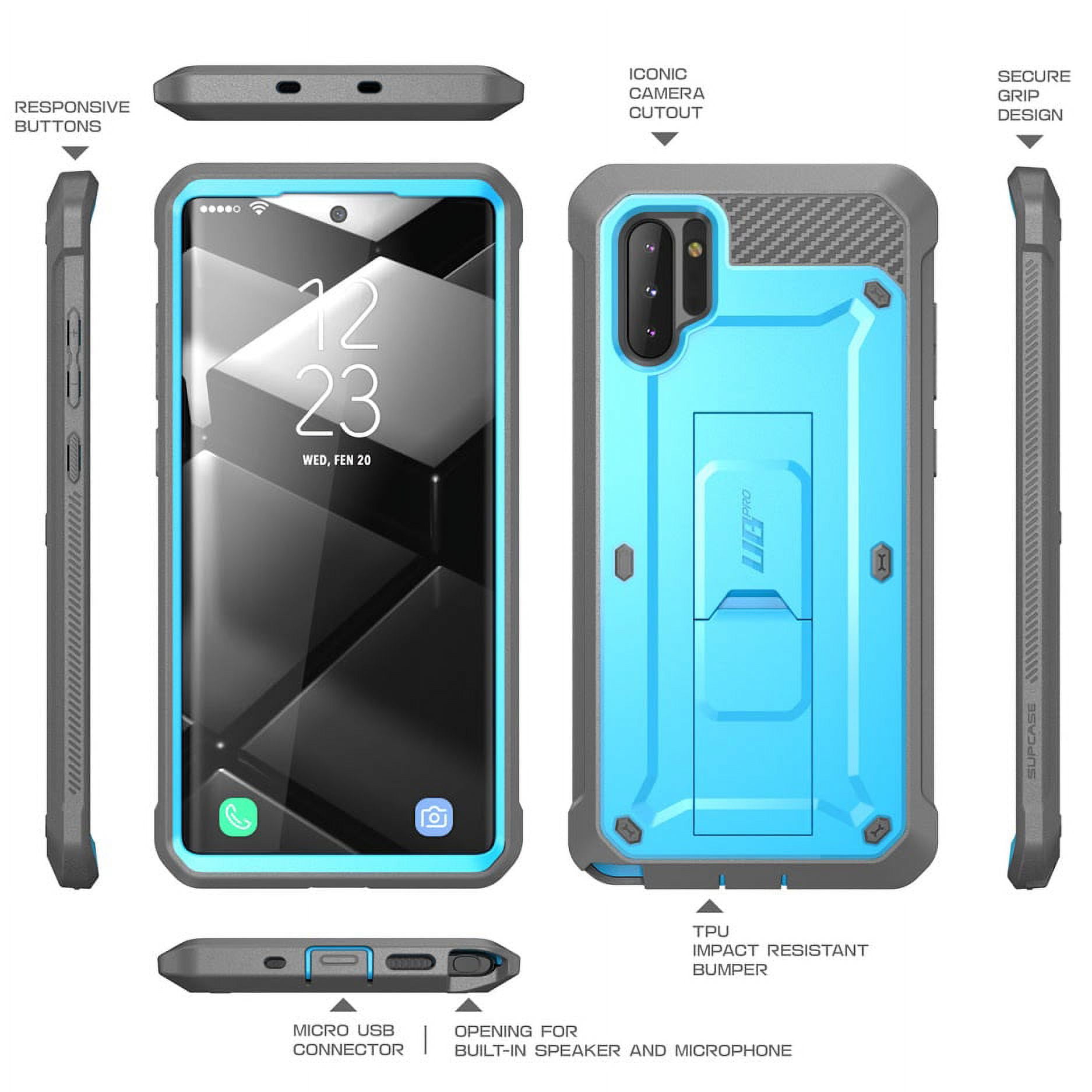 SUPCASE Unicorn Beetle Pro Series Case for Samsung Galaxy Note 10 (2019 Release), Full-Body Rugged Holster & Kickstand with-Out Built-in Screen Protector (Blue)