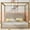 Beige, variant on Harper & Bright Designs Metal King Size 4-Poster Bed with Upholstery Headboard, Velvet King Canopy Bed Frame with Slat Support for Bedroom, Black White