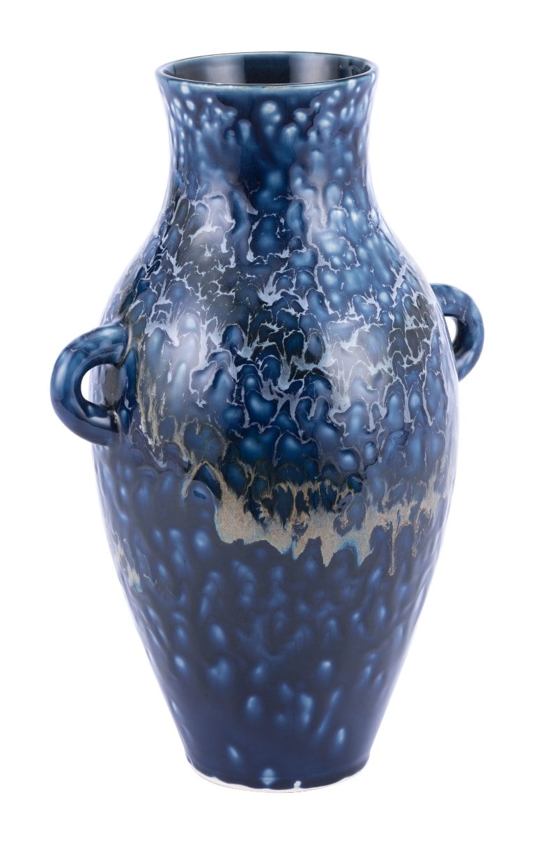 Gold Blue Modern Contemporary Decorative Vase Bottle Jar Decor Ceramic 16847 