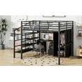 thumbnail image 4 of Black Metal Loft Bed with Desk & Wardrobe, Full Size - Space-Saving Bedroom Furniture Set for Home/Apartment. Sturdy, Modern Design., 4 of 19