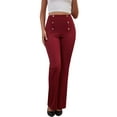 thumbnail image 3 of Sexy Dance Womens Stretchy Dresses Pants Casual Work Slacks Business Button Front Workwear Straight Leg Bootcut Yoga Trousers, 3 of 11