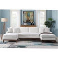 thumbnail image 2 of JERFIT Modern Ivory Chenille 4-Seat Sectional Sofa with Reversible Cushions and 4 Decorative Pillows for Living Room, 2 of 10