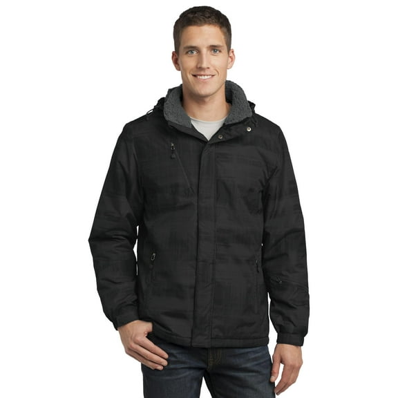 Port Authority J320 Mens Brushstroke Print Insulated Jacket, Black - Small