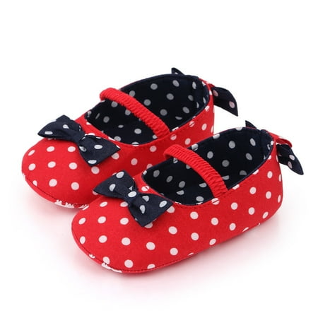 

NEGJ Toddler Baby Bowknot Polka Dot Cute Soft Anti-Slip Baby Walking Shoes Prewalker