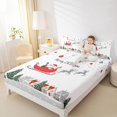 thumbnail image 4 of Homewish Merry Christmas Twin Sheet Sets,Cartoon Santa Claus Twin Fitted Sheet,Wild Xma Reindeer Flat Sheet For Girl,Luxury Bedroom Decor,3pcs, 4 of 7