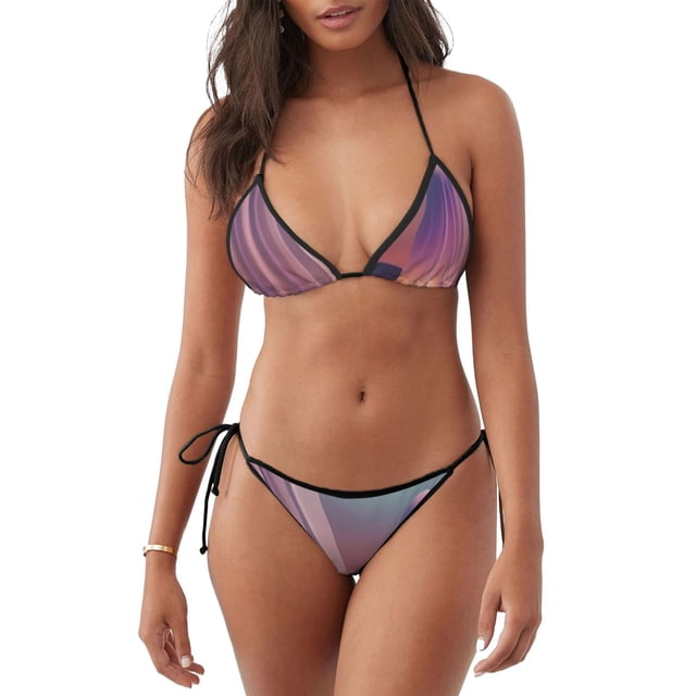 Disketp Dreamy Moonlit Window para Bañador de Dos Piezas para Mujer, Bikini Sexy Halter String, Conjunto de Bikini en Triángulo