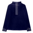 thumbnail image 5 of Arlun Women's Neck Velvet Tops Long Sleeve Dressy Work T-Shirts Casual Fashion Comfy Rhinestone Velour Plus Size Blouse Base Layer Tee for Warmth and Style Blue XXL, 5 of 7