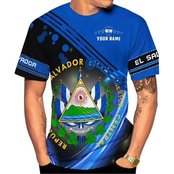 Personalized Name El Salvador Shirt 3D, El Salvador Flag Shirt for Men Women, Unisex T-Shirts S-5XL (S)