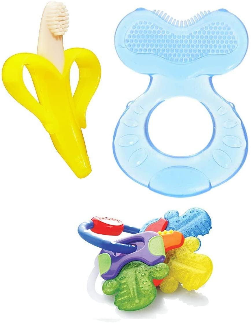 Nuby Baby Banana Soothing Teethers 3 Pack Mix Bundle