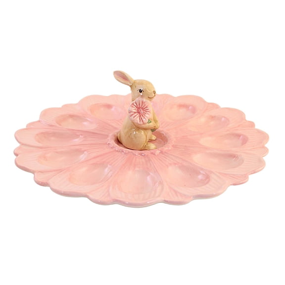 Tabletop Bunny Egg Platter Ceramic Easter Rabbit Flower 2929545
