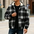 thumbnail image 2 of XIAOCHA Plaid Full-Zip Hoodie For Men Jacket Sherpa-Lined Hooded Coat Winter Warm Cozy Outerwear With Pocket, 2 of 6