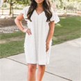 thumbnail image 2 of Felwors Robe Manches Courtes Mini Aguichant Taille Décontractée Robe Col Haut Fluide Robe Femme, 2 of 9