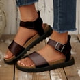 thumbnail image 2 of Rokment Cork Footbed Flat Sandals for Women 2026 Beach Summer Comfortable Leather Orthopedic Platform Fisherman Walking Sandals Brown Size 6.5, 2 of 6