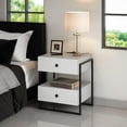 thumbnail image 2 of Boyd Sleep Pesaro Modern Two Drawer Nightstand with USB Charging Ports, Metal Frame, White Storage Table for Bedroom, 2 of 5