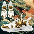 thumbnail image 3 of Coolcustomize Men's Plus Size Golden Dragon Print Sneakers - Mythology-Inspired Chunky Sports Shoes, Breathable Lightweight Running & Walking Trainers, Black & Golden Design, Casual Street Style, 3 of 10