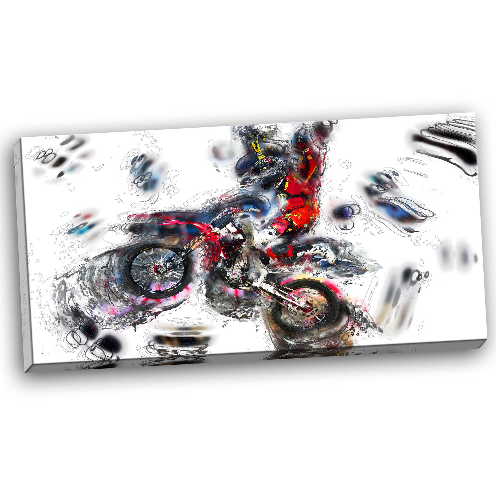DESIGN ART  'Moto Cross Sports' Canvas Art Print - White - 32 in. wide x 16 in. high