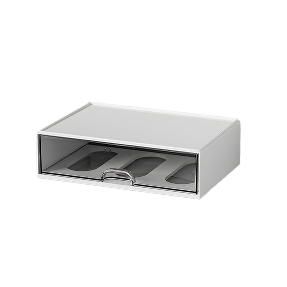 Clear Stackable Storage Drawers Desktop Drawer Storage Box with Transparent Compartments, 20.8x14.3x15.5cm Multifunctional Organizer, Small Office Desk with Drawers
