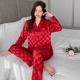 thumbnail image 2 of Pijamas de seda para mujer, de primavera y otoño, de seda sintética, de manga larga, nuevos pijamas de moda, sencillos, elegantes, de lujo, para dormir., 2 of 5