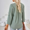 thumbnail image 7 of IROINNID Polyester Long Sleeve T Shirt for Women Casual Solid Slot Neck Loose T-shirt Top,Green, 7 of 7