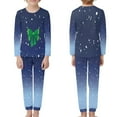 thumbnail image 2 of Renewold 2 PCS Stretchy Home Wear Pajama for Teen Boys Girls Winter Snow Loungewear Sleepwear Set Green Christmas Bow O-Neck Beach Wear Pjs Shirt Size 3-4, 2 of 5