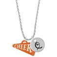 thumbnail image 1 of Delight Jewelry Acrylic 1.25" Orange Cheer Megaphone Silvertone Script Initial Disc - Q - Charm Necklace, 20"+3", 1 of 4