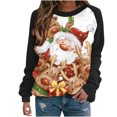 thumbnail image 1 of Camiseta informal de manga larga con cuello redondo y estampado navideño para mujer Pompotops qwe23943, 1 of 5