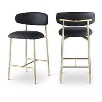 Meridian Furniture Lupita Black Vegan Leather Counter Stool (Set of 2)