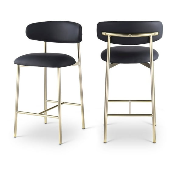 Meridian Furniture Lupita Black Vegan Leather Counter Stool (Set of 2)
