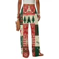 thumbnail image 7 of Lumtrix Wide Leg Pants for Women Xmas Christmas Graphic Elastic Waist Straight Leg Pants Christmas Eve Party Trouser with Pockets Green M, 7 of 7