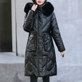 thumbnail image 2 of CEHVOM Manteau Long à Capuche en Coton Brillant pour Femmes Mode Liquidation, 2 of 5
