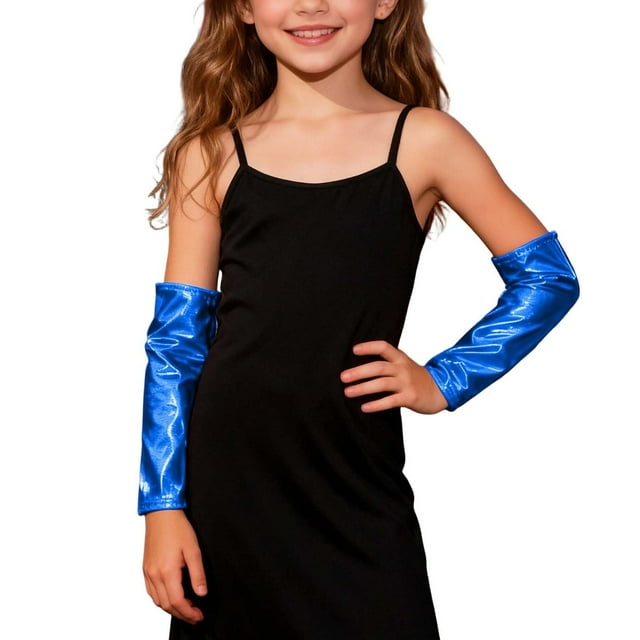 GDREDA Dancing and Glossy Performance Hand Sleeves for Stage Shows and Decorative Use Sky Blue,S