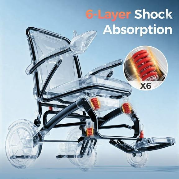 39LB Ultra Lightweight Foldable Electric Wheelchair - 20 Miles Travel Range, All Terrain Portable Motorized Mobility Chair for Adults & Seniors