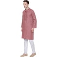 thumbnail image 2 of Cotton Embroidered Kurta Set Cotton Indian Clothes for Men (Maroon, XXL), 2 of 5