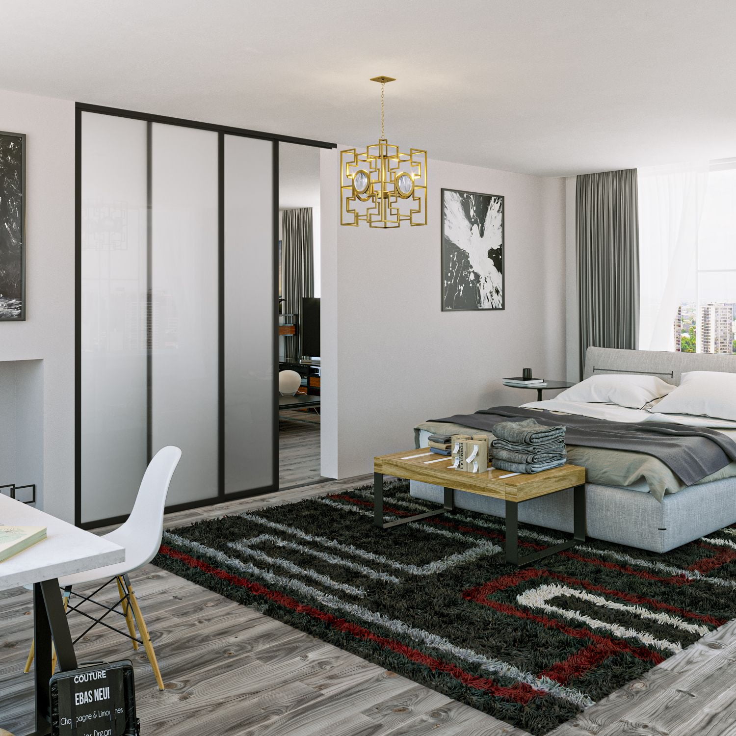 Frosted Sliding Glass Room Dividers 2 Panels by Doors22