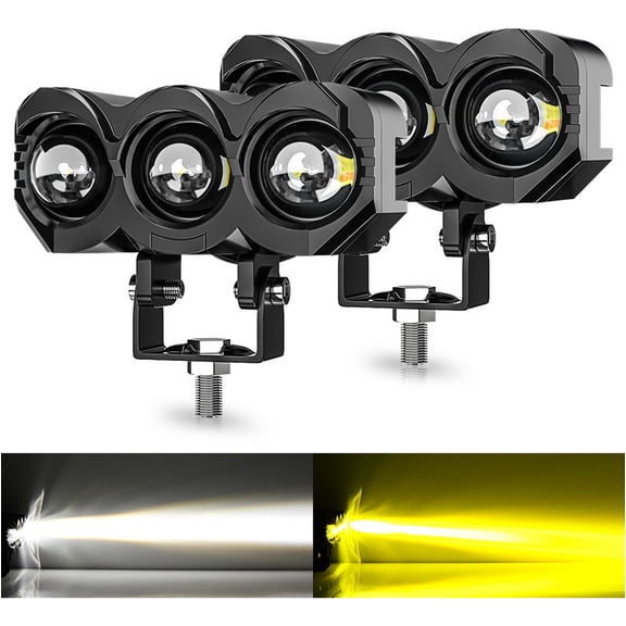Applies to 120W Dual Color Magnifying Glass Headlights for Car, Motorcycle, 1 Pair