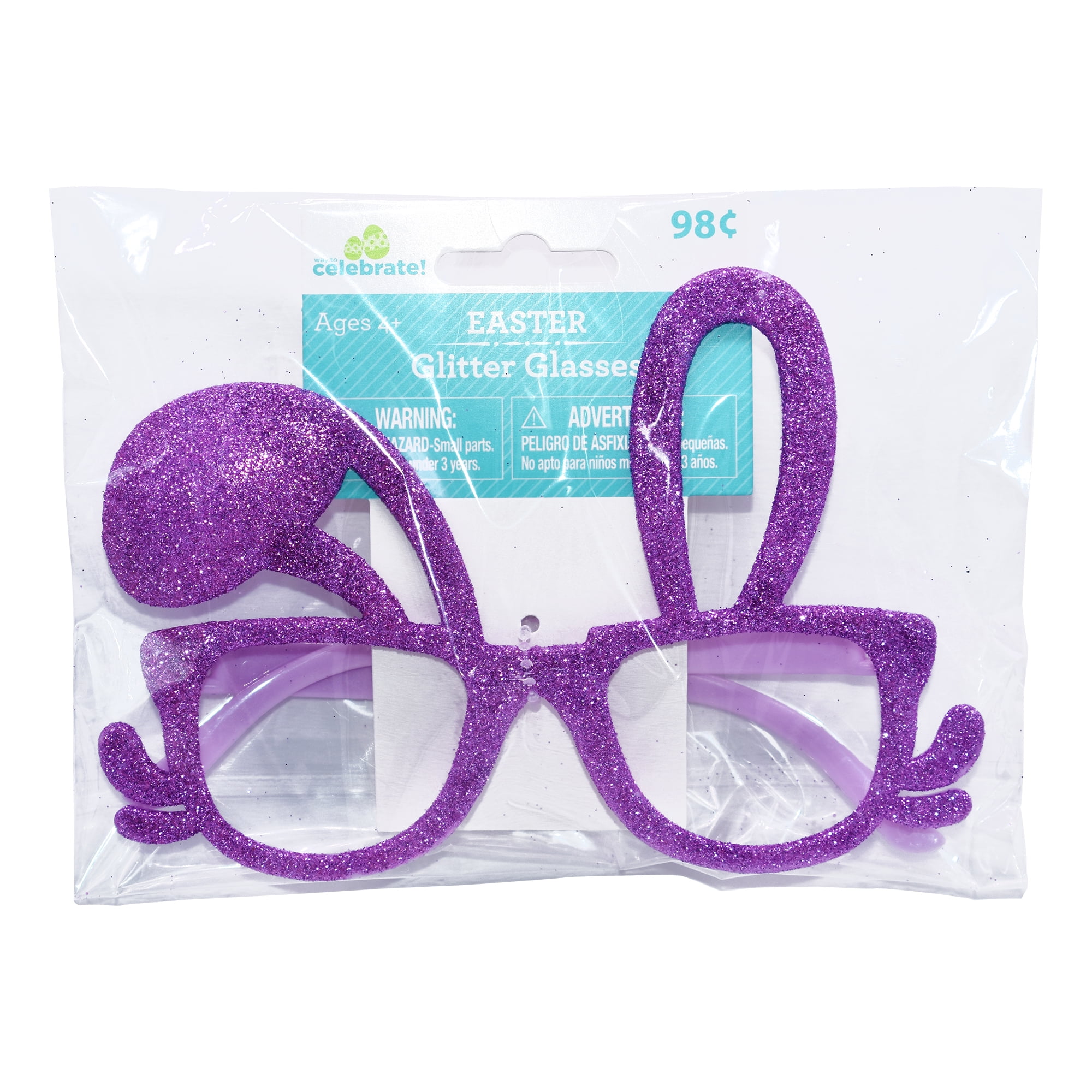 Way to Celebrate Easter Costume Unisex Glitter Glasses Purple