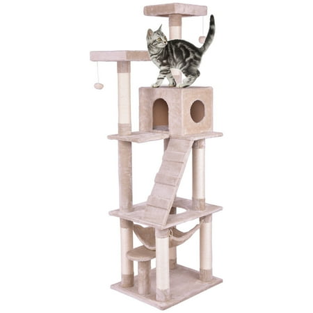 - Gymax Pet Cat Tree Play House Tower Condo Bed Scratch Post Kitten Pet House Tower