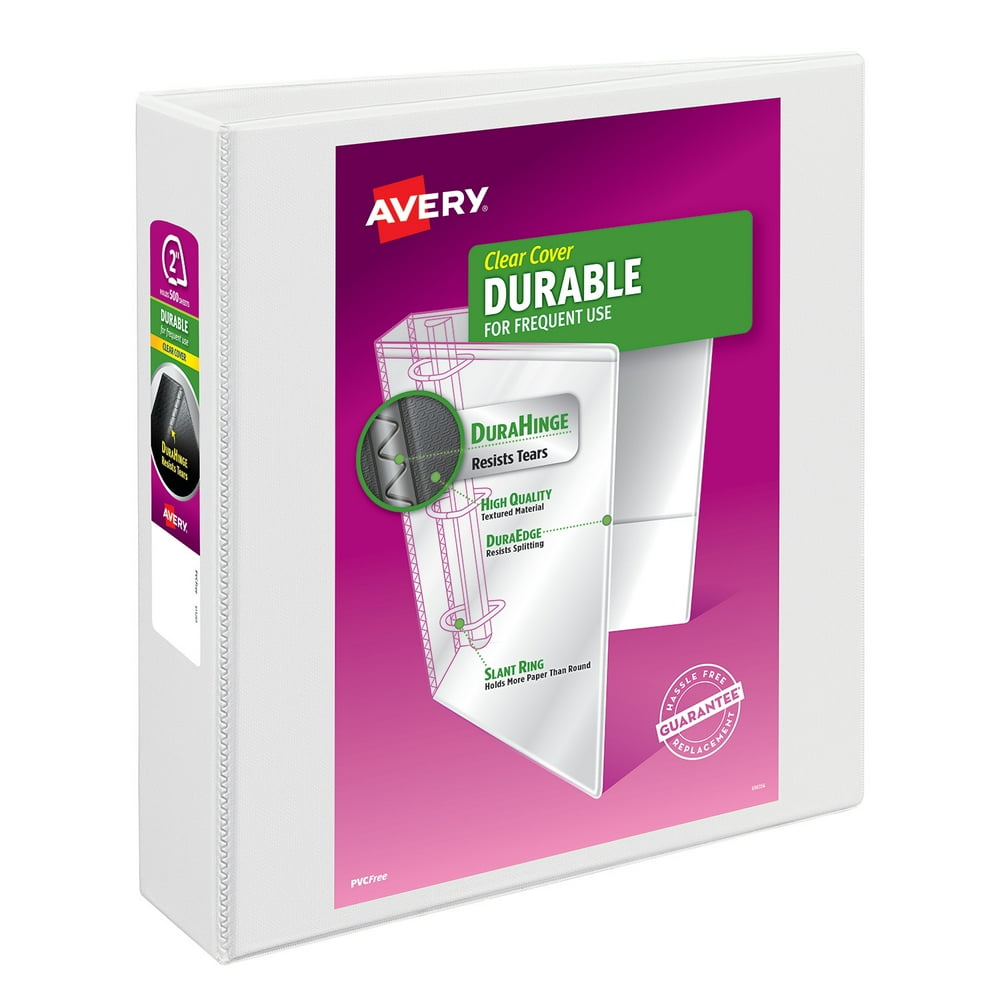 Avery 2" Durable View Binder, EZD Ring, White, 540 Sheets