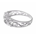 thumbnail image 3 of Sterling silver 925 Hawaiian 3 plumeria flower cz ring maile cut out scroll rhodium plated size 3.5, 3 of 4