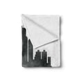 thumbnail image 2 of Detroit Soft Flannel Fleece Blanket, Smoky City Skyline with Brushstrokes Hand Written Style Letters Buildings, Cozy Plush for Indoor and Outdoor Use, 60" x 80", Charcoal Grey White, by Ambesonne, 2 of 6