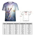 thumbnail image 2 of Lavender T-Shirt O Neck Retro Print Big Size T-Shirts Short Sleeve Tees Womens Pretty Design, 2 of 5