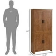 thumbnail image 3 of 64" Kitchen Pantry Cabinet, Freestanding Storage Cabinet with 4 Doors and 3 Adjustable Shelves for Dining Room, Oak, 3 of 9