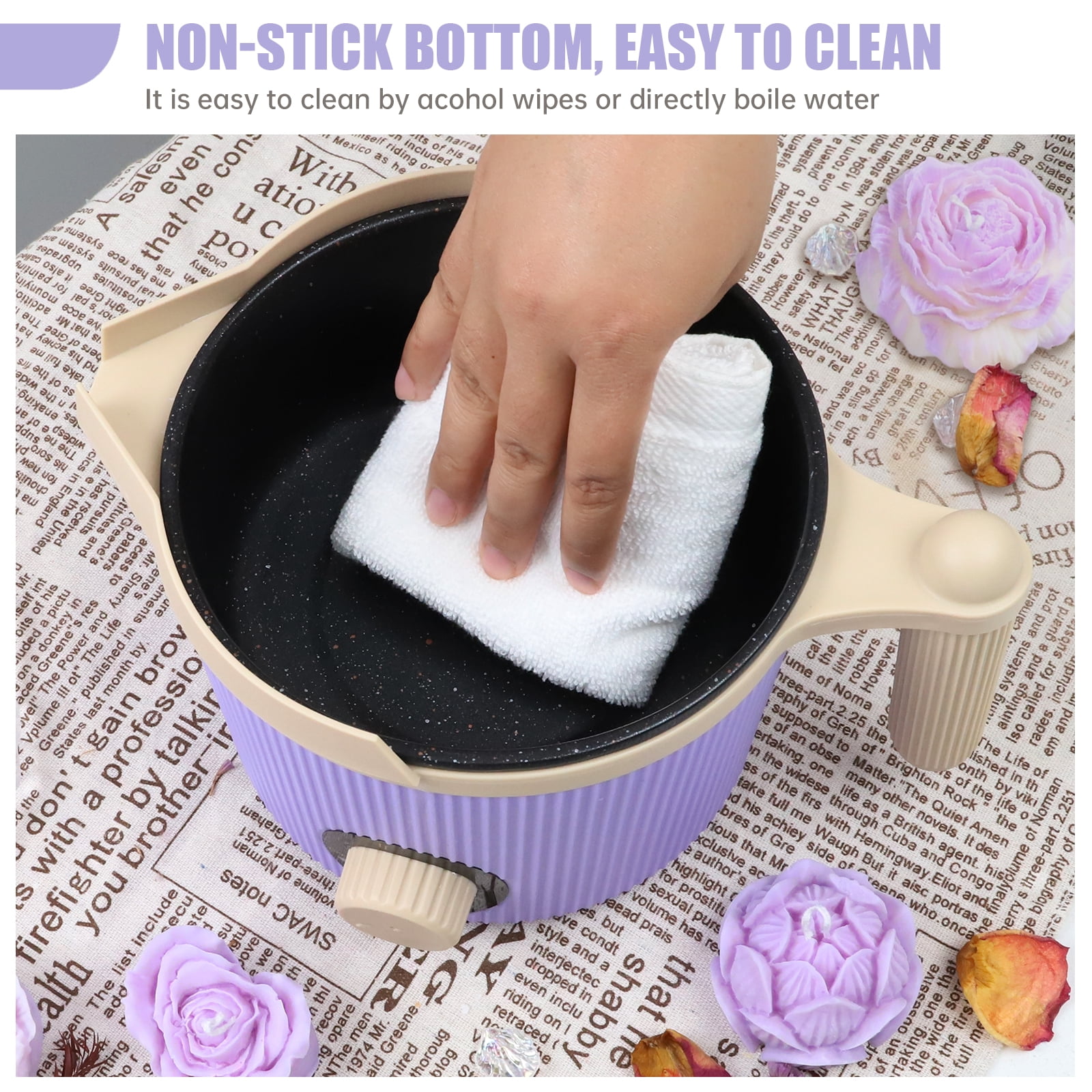 TOAUTO 1.5L Wax Melter Electric Melting Pouring Pot  for Beginner DIY Candle Making AC 120V Purple