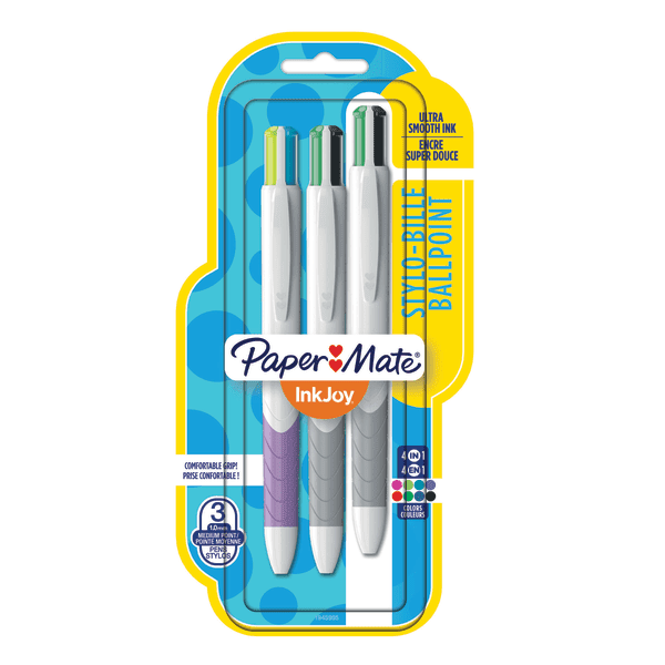 Paper Mate® InkJoy™ Quatro Retractable Ballpoint Pens, Medium Point, 1.0 mm, White Barrels