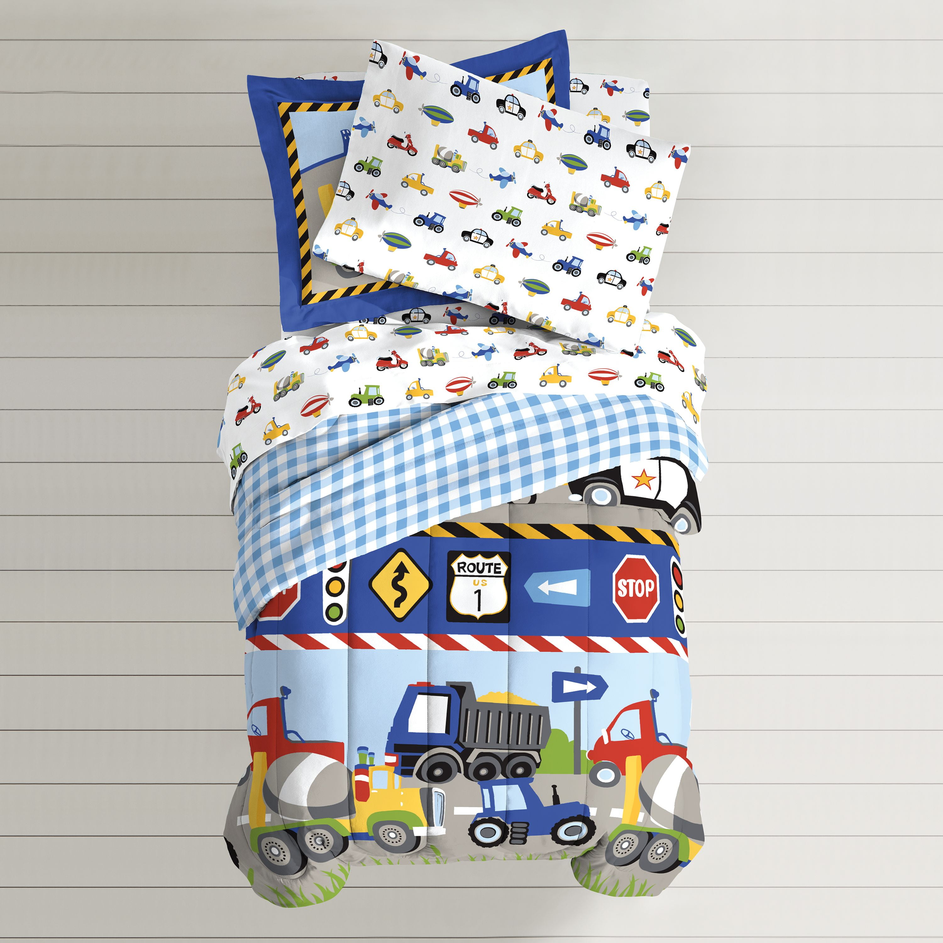 Dream Factory Trucks Reversible Twin Comforter Set With Sheets Dream Factory Trucks Reversible Twin Comforter Set With Sheets Com